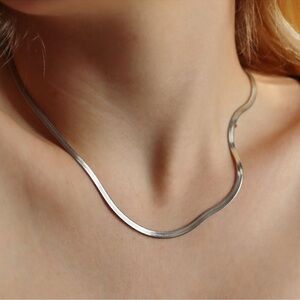 Herringbone sterling silver chain